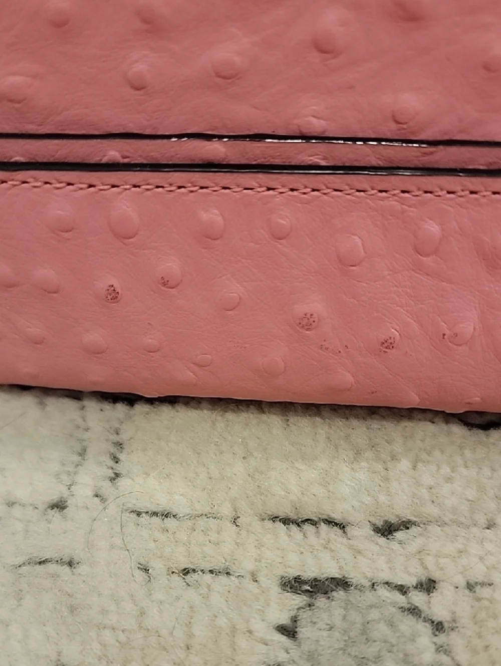 kate spade Ostrich-Embossed Pink Dome Satchel with Strap